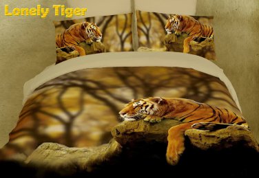 Dolce Mela King Size 6 Piece Duvet Cover Set Bedding  100% Cotton Lonely Tiger DM458K
