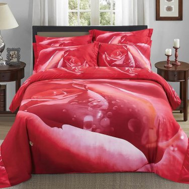 Red Floral Bedding Dolce Mela King Duvet Cover Set Rosa Luxury DM510K