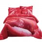 Red Floral Bedding Dolce Mela King Duvet Cover Set Rosa Luxury DM510K