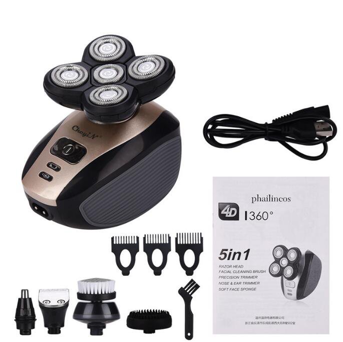 5 in 1 Rechargeable Electric Shaver Five Floating Heads Razors Hair Clipper Nose Ear Hair Trimmer