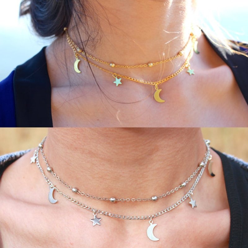 Cute Necklaces Moon Stars Beads Charms