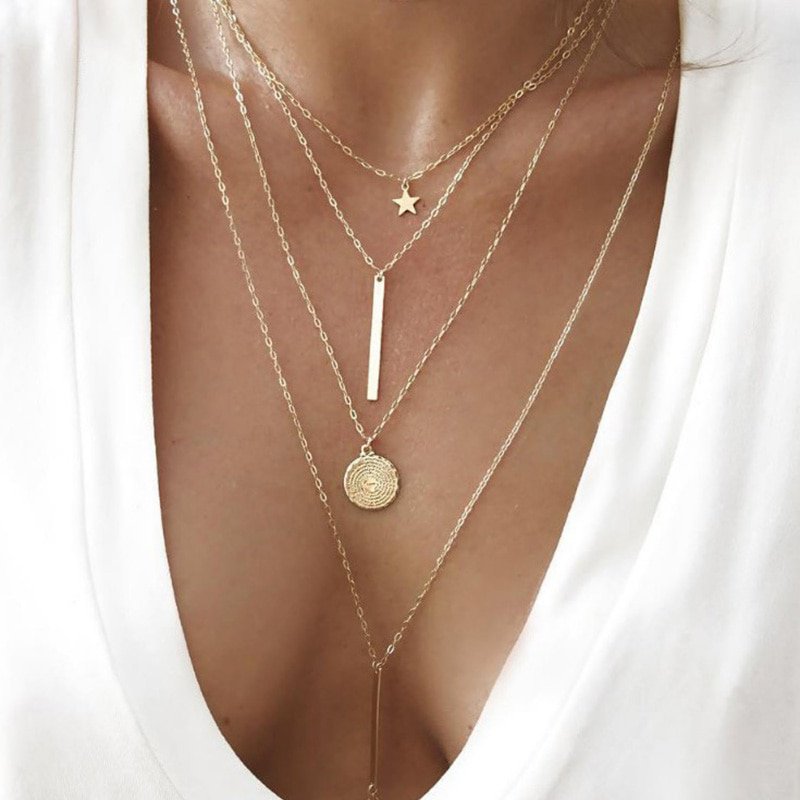 Gold Long Chain Necklace Chokers For Women