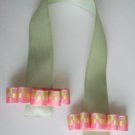 CANDY - Green Ribbon Bookmark with Pink Bow Embelishment