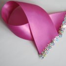 FUSCHIA FLARE - Hot Pink Satin Ribbon Bookmark with Hologram Sequin Edge