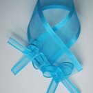 SEA BREEZE - Turquoise Blue Organza Ribbon Bookmark with Ribbon Bows