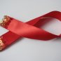 Red Satin Ribbon Bookmark with Colorful Hologram Sequin Embelishment