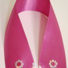 Hot Pink Satin Ribbon Bookmark with Hologram Sequin Edge and Flower