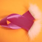 Fushia Satin Ribbon Bookmark with Marabou Trim - Hot Pink