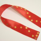 Red Satin Ribbon Bookmark with Star Shaped Sequin Zig-Zags