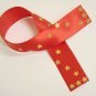 Red Satin Ribbon Bookmark with Star Shaped Sequin Zig-Zags
