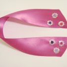 Hot Pink Satin Ribbon Bookmark with Hologram Sequin Flowers
