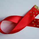 Red Satin Ribbon Bookmark with Hologram Sequin Design