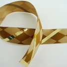 Brown and Cream Harlequin Satin Ribbon Bookmark Edged and Accented with Gold Color Ribbon