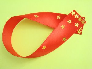 Red Satin Ribbon Bookmark with Star Shaped Sequin Glued on