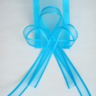 Turquoise Blue Organza Ribbon Bookmark with Ribbon Bows model 2