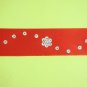 Red Satin Ribbon Bookmark with Silver Hologram Sequin Edging and Design