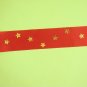 Red Satin Ribbon Bookmark with Star Shaped Sequin Zig-Zags Glued on