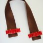 WRAPPED CHOCOLATE - Brown Satin Bookmark with Red Ribbon Bow