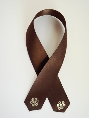 Brown Satin Ribbon Bookmark with Sequin Flower Embelishment