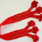 RUBY BOUQUET - Red Satin Bookmark with Dangling Ribbon Accents