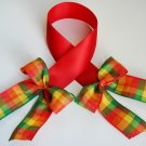 Red Satin Bookmark with Colorful Ribbon Bows