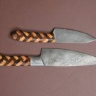 AN Custom Handmade Damascus Steel Chef Knife Lot of 2 Beautiful Knives