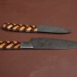 AN Custom Handmade Damascus Steel Chef Knife Lot of 2 Beautiful Knives
