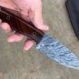 AN CUSTOM HANDMADE DAMASCUS STEEL 10" HUNTING KNIFE WITH WOOD HANDLE