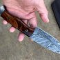 AN CUSTOM HANDMADE DAMASCUS STEEL 10" HUNTING KNIFE WITH WOOD HANDLE