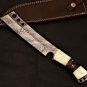 AN CUSTOM HANDMADE DAMASCUS STEEL 13" CHEF CLEAVER KNIFE WITH BONE HANDLE