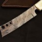 AN CUSTOM HANDMADE DAMASCUS STEEL 13" CHEF CLEAVER KNIFE WITH BONE HANDLE