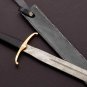 AN CUSTOM HANDMADE DAMASCUS STEEL 35" HUNTING SWORD WITH BLACK HORN HANDLE