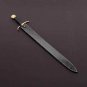 AN CUSTOM HANDMADE DAMASCUS STEEL 35" HUNTING SWORD WITH BLACK HORN HANDLE