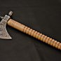 CUSTOM HANDMADE DAMASCUS STEEL 15" AXE WITH UNIQUE SMOKE PIPE WOOD HANDLE