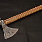 CUSTOM HANDMADE DAMASCUS STEEL 15" AXE WITH UNIQUE SMOKE PIPE WOOD HANDLE