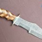 AN Handmade Damascus Steel Tracker Knife With Rose Wood And Olive Wood Handle
