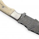 CUSTOM HANDMADE DAMASCUS STEEL 9" HUNTING TRACKER  KNIFE WITH BONE HANDLE