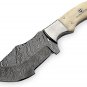 CUSTOM HANDMADE DAMASCUS STEEL 9" HUNTING TRACKER  KNIFE WITH BONE HANDLE