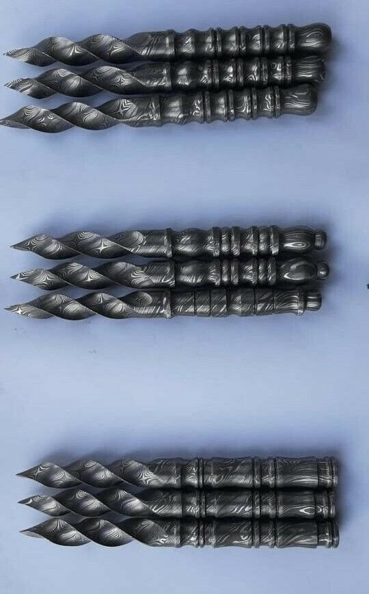 LOT OD 9 AN CUSTOM HANDMADE DAMASCUS STEEL 10" BEAUTIFUL Tri Dagger Hand Forged