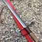 AN CUSTOM HANDMADE DAMASCUS STEEL 35" HUNTING SWORD WITH WOOD HANDLE