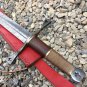 AN CUSTOM HANDMADE DAMASCUS STEEL 35" HUNTING SWORD WITH WOOD HANDLE