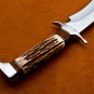 AN CUSTOM HANDMADE D2 STEEL 13" HUNTING KNIFE WITH STAG HORN HANDLE