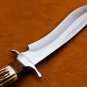 AN CUSTOM HANDMADE D2 STEEL 13" HUNTING KNIFE WITH STAG HORN HANDLE