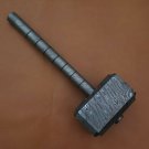 AN CUSTOM HANDMADE DAMASCUS STEEL 14" Gorgeous Thor Hammer USES IN MOVIES