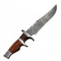 AN CUSTOM HANDMADE DAMASCUS STEEL 15" HUNTING KNIFE WITH WOOD HANDLE