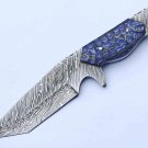AN CUSTOM HANDMADE DAMASCUS STEEL 9" HUNTING KNIFE WITH DOLLAR SHEATH HANDLE