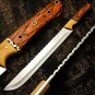 AN CUSTOM HANDMADE J2 STEEL 17" HUNTING KNIFE WITH WOOD HANDLE