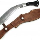 AN CUSTOM HANDMADE DAMASCUS STEEL 15" HUNTING KUKRI KNIFE WITH HORN HANDLE