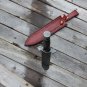 AN CUSTOM HANDMADE DAMASCUS STEEL 15" HUNTING KNIFE WITH COLORED BONE HANDLE