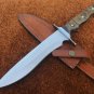 AN CUSTOM HANDMADE D2 STEEL FULL TANG 13" HUNTING KNIFE WITH RAM HORN HANDLE